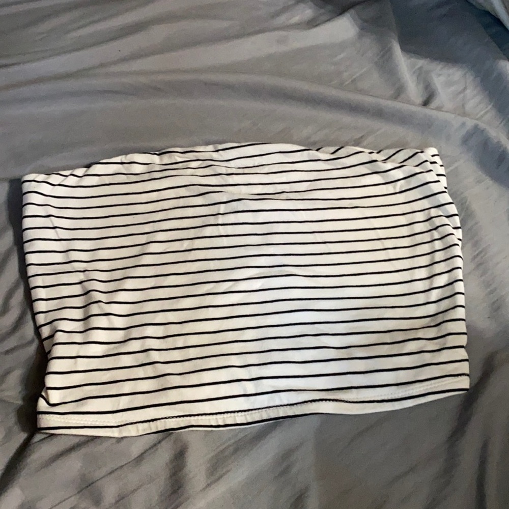 White Tube top with black stripes size small